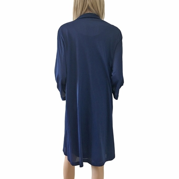 Vintage Vanity Fair Peignoir Set Lingerie Nightgown Robe Navy Sleep Embroidery - Picture 13 of 16